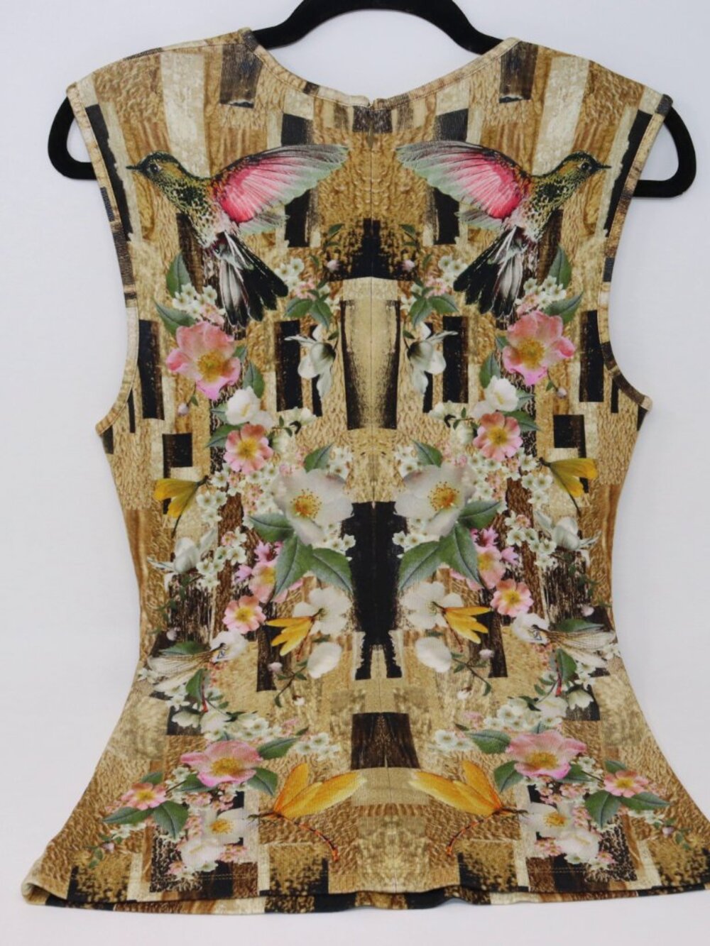 Alexander McQueen Sleeveless Tank top Blouse Hummingbird Floral 2013 - Picture 14 of 14